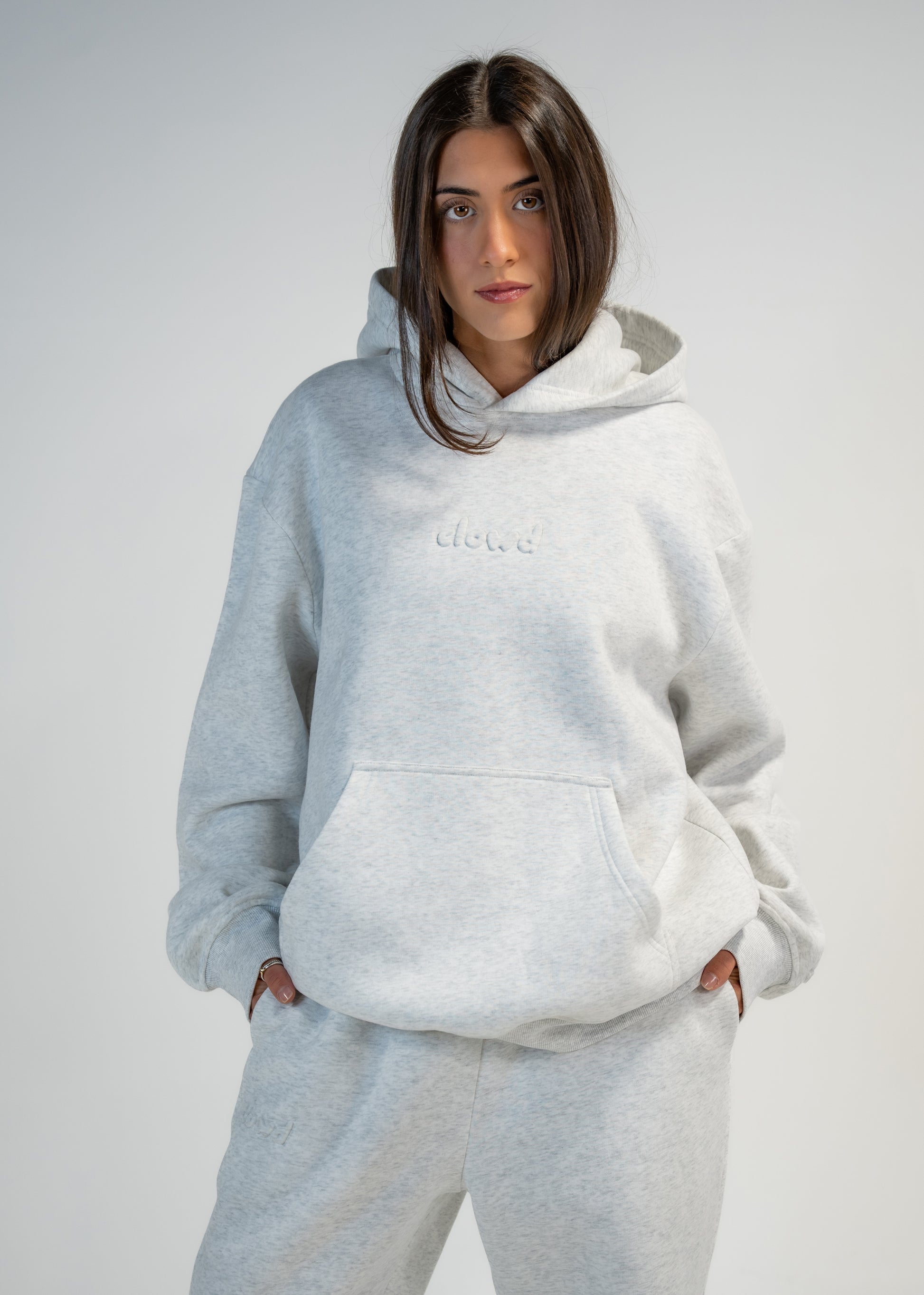 size: Mariah is 5'7 wearing size L | color: Heather Grey